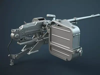 PKT Machine Gun with Tank Turret 3D model