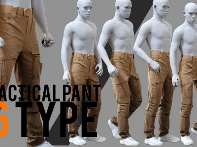 High-Quality GEN2 Tactical Pants 6 pose type marvelous file Low-poly 3D model