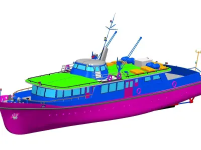 3d printabled or wooden PASSENGER BOAT 3D print model