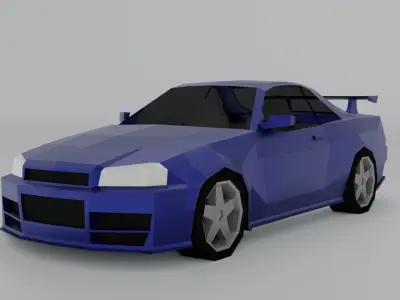 Nissan GTR R34 low poly  Free low-poly 3D model