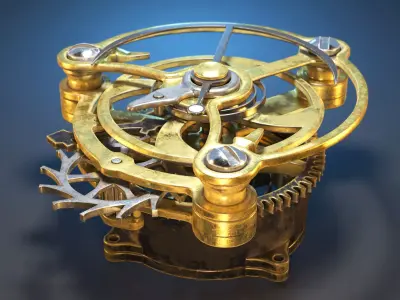 Tourbillon Mechanism PBR 3D model