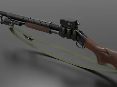 Winchester Model 1897 Shotgun Fps - Tps Low-poly 3D model