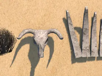 A set for playing in the desert Free low-poly 3D model