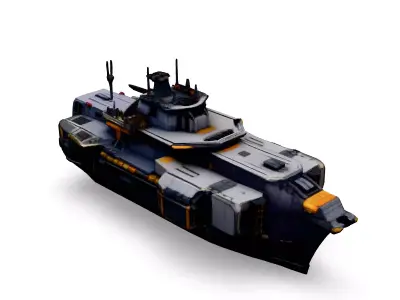Scifi Gunship Futuristic Warship Model Low-poly 3D model