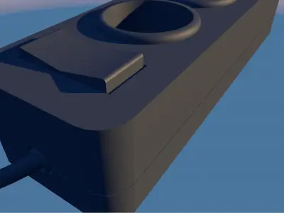  3D triple socket and plug Low-poly 3D model