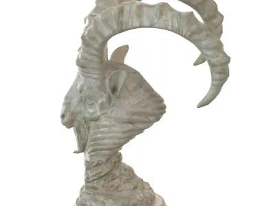 Goat bust marble statue Low-poly 3D model