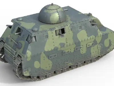 Fiat 2000 italian heavy tank Low-poly 3D model