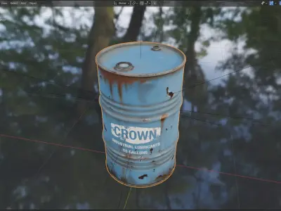 Rusty Industrial Oil Drum Barrel Low-poly 3D model