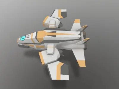 Sci-fi Space Aircraft SA-3 Low-poly 3D model