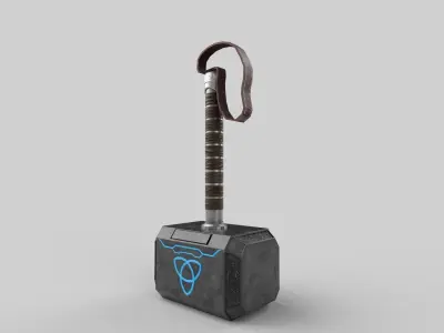 Mjolnir thor hammer with lights Low-poly 3D model