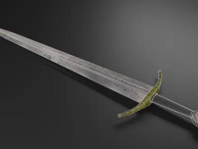 Old Medieval Sword Low Poly 3D model