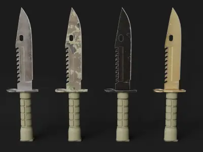 M9 Bayonet In Four Variations Low-poly 3D model