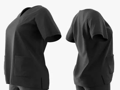 Female Medical Scrubs No Body Black 3D model