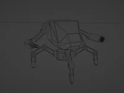 Low Poly Mech robot with neon lights Low-poly 3D model