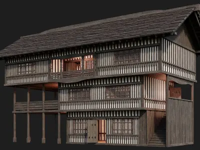 Old Medieval Building 4K Textures GameReady 111 Low-poly 3D model