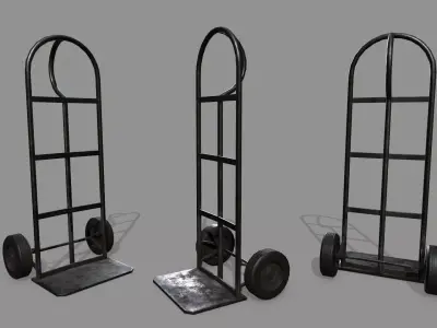 Trolley hand truck Low-poly 3D model 5