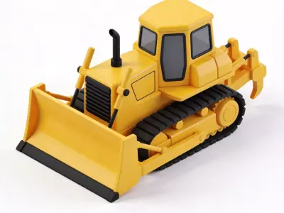 Stylized Heavy Bulldozer 3D Model Low-poly 3D model