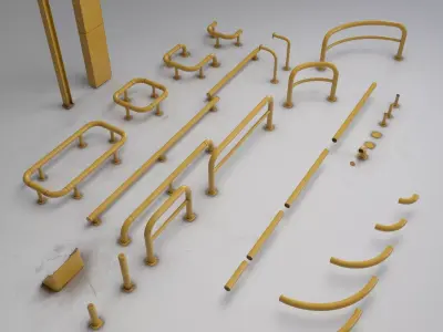 Garage Railing Kit - 3D Asset Pack Low-poly 3D model