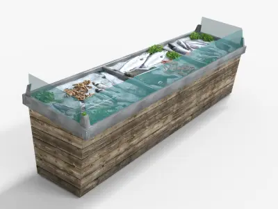 Supermarket Shelve Seafood Stand Low-poly 3D model
