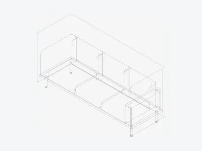 Sofa - Contemporary - Flame - Armrest Shelf - Right Low-poly 3D model
