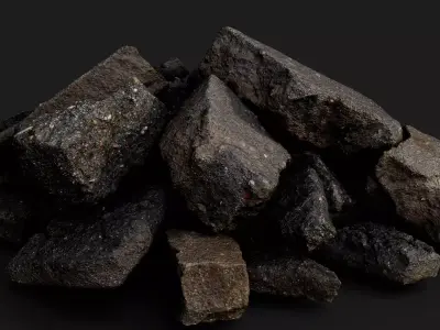 asphalt debris pile detail PBR photogrammetry Low-poly 3D model