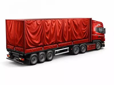 transport truck Heavy  semi  Truck  red semi truck Low-Poly Low-poly 3D model