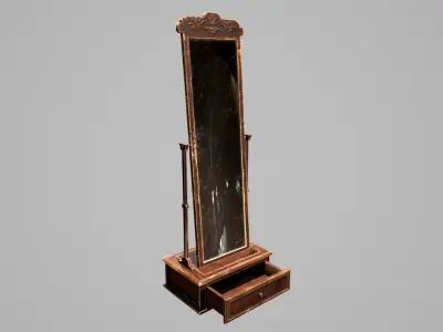 Antique Victorian Mirror Cabinet 3d Model Low-poly 3D model