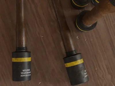 German Stick Grenade  Free low-poly 3D model