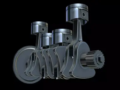 High poly piston engine  3D model