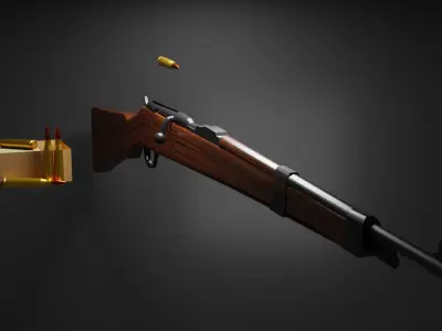 us rifle caliber 30 Low-poly 3D model