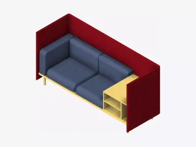 Furniture - Sofa - Contemporary - Flame - Corner Shelf - Right Low-poly 3D model