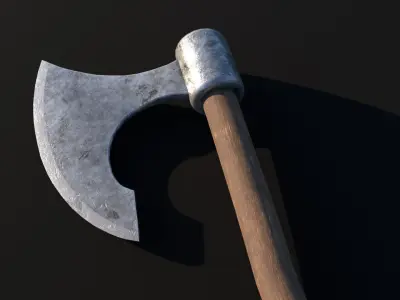 LowPoly Battle Axe GameReady Weapon Asset Low-poly 3D model