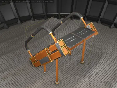 Sci-Fi Stairs - 8 - Orange Version Low-poly 3D model