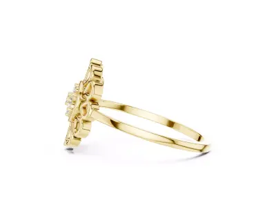 Jewelry Vintage Floral Diamond Halo Filigree Ring 3D print model