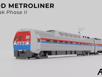 Amtrak Budd Metroliner Low-poly 3D model