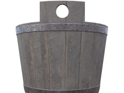Rustic Wooden Bucket Low-poly 3D model