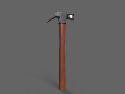 PBR Claw Hammer Wood2 Low-poly 3D model
