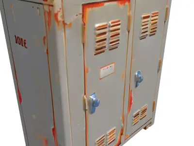 Weathered Industrial Metal Storage Locker Low-poly 3D model
