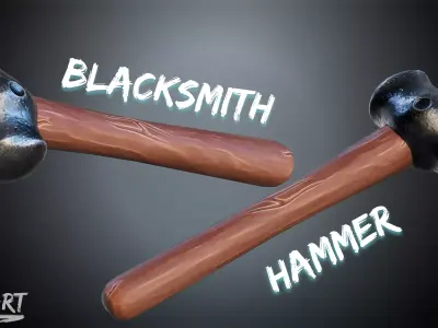 Blacksmith Hammer Low-poly 3D model