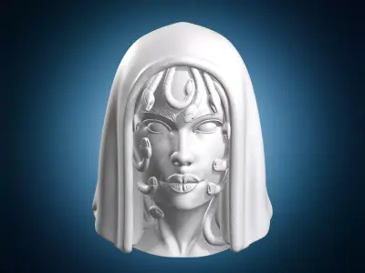 Hooded Medusa Bust Miniature Statue 3D print model
