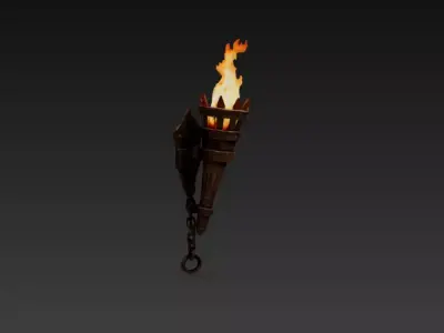 Medieval Wall Torch - PBR Low Poly Game Ready Low-poly 3D model