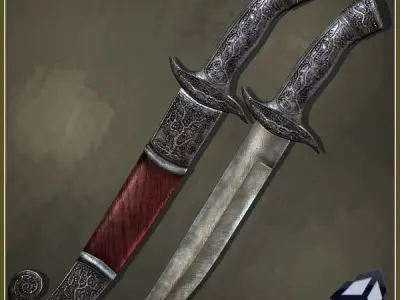 3 Medieval Knives Low-poly 3D model