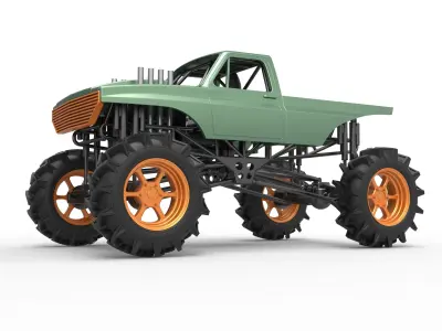 Mud truck 2 Scale 1 to 25 3D print model