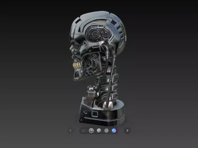 Biomechanical Skull Endoskeleton Mecha Head Sculpture STL V2 3D print model
