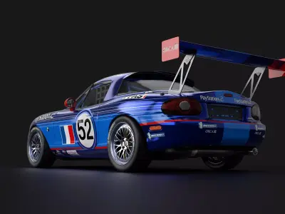 Sport Convertible in 2002 Race Livery with Spoof Logos Low-poly 3D model