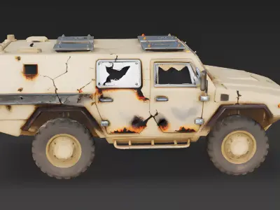 Destroyed Desert APC 3D Model Low-poly 3D model
