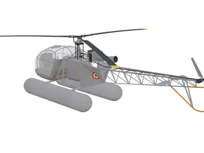 Floats SNCASE SE3130 Alouette II  Low-poly 3D model