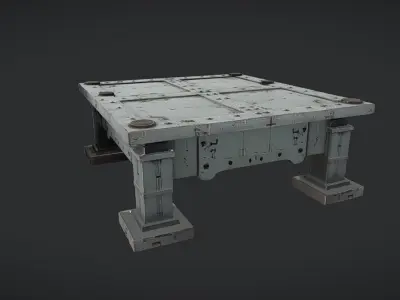 metal industrial table with bolts 3D model