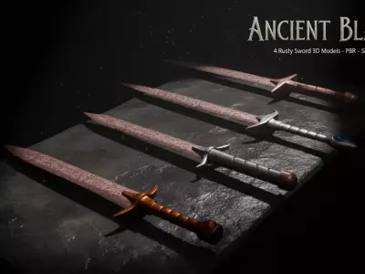 Ancient Rusty Sword Collection Low-poly 3D model