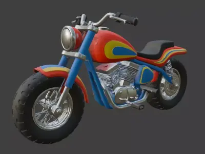 Cartoon Red Chopper Motorcycle 3D Model 3D model order